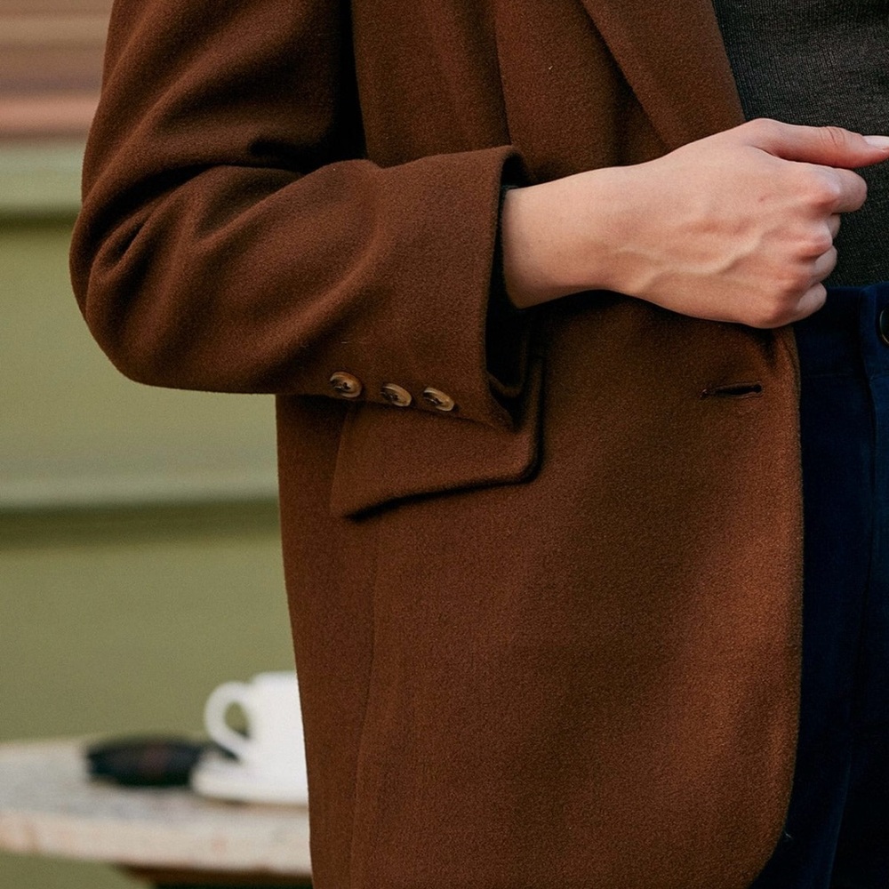 Rihoas The Solid Collared Single Button Blazer Br… - image 3